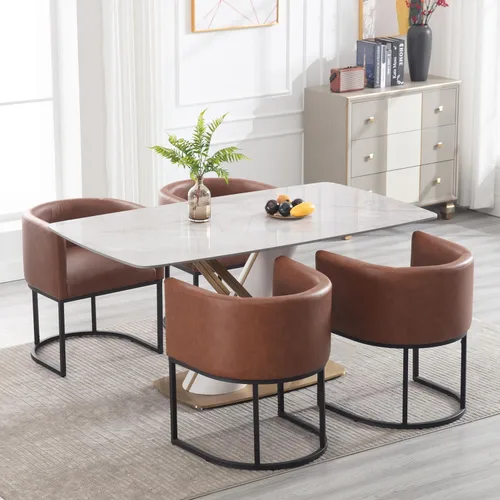 Miniatura 22 de RIVOVA Silla de Comedor Tapizada, Sillón Lateral Moderno Tipo Barril Tapizado, Sillas de Comedor Tapizadas, Cómodo Sillón, Silla Lateral de Cocina