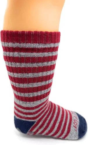 Miniatura 4 de WARRIOR ALPACA SOCKS - Niños Comfort Acolchado Retro Mini-Stripe Quarter Crew - Unisex con Apliques Antideslizantes