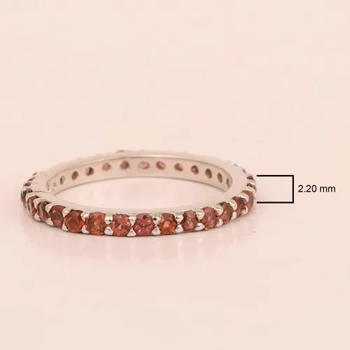 Miniatura 4 de Anillo de boda de plata de ley 925 maciza apilable redondo de 0.079 pulgadas, piedras natales, anillo de boda para mujer