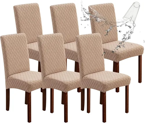 Miniatura 62 de Genina Fundas impermeables para sillas de comedor, fundas elásticas de jacquard para sillas de comedor, extraíbles y lavables, protector de silla