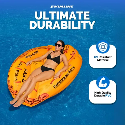 Miniatura 6 de Swimline Guante inflable gigante de béisbol para piscina, color marrón, 62"/50"/16" Deportes (guante de béisbol)