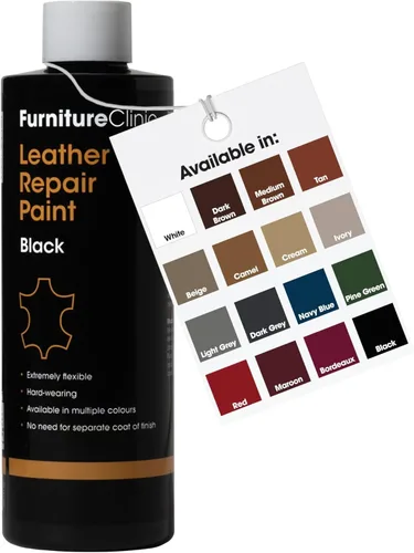 Miniatura 30 de Furniture Clinic Pintura y tinte para reparación de cuero, colorante autosellante para una reparación rápida y fácil del cuero, adecuado para sofás