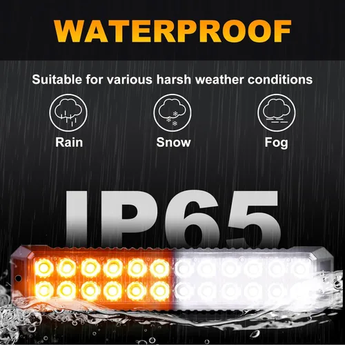 Miniatura 3 de 4 PCS Luces Estroboscópicas de Emergencia Intermitentes de Montaje en Superficie Ámbar Blanco 24-LED para Camiones Automóviles Vehículos Mini Luces