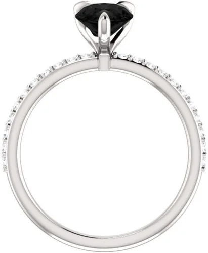 Miniatura 3 de Anillo de compromiso con forma de pera de 3 quilates de diamante negro, delicado anillo de diamante negro de lágrima, anillo de pera de ónix negro