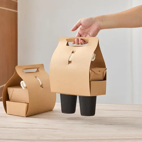 Miniatura 10 de Restaurantware Bio Tek - Loncheras de papel de 8.75 x 4.25 x 8 pulgadas con asas, 100 recipientes desechables de papel kraft para alimentos