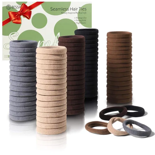 Miniatura 11 de Coleteros para cabello grueso o fino, elásticos, para niña o mujer, sin costuras, suaves, 100 piezas Colores marrón oscuro