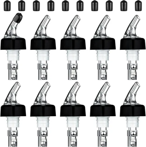 Miniatura 9 de BBTO Vertedor automático de botellas con boquilla de licor, Jigger de botella de medición rápida, 1 onza/1.0 fl oz (transparente, negro, 12 piezas)