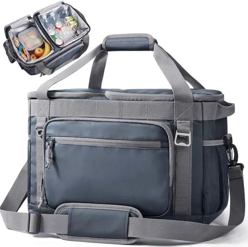 Miniatura 22 de TOURIT Lonchera térmica con lados blandos 48/60 latas gran bolsa de almuerzo plegable, caja de hielo, 8.4/10.6 galones enfriadores sin fugas y Negro
