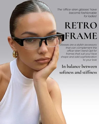 Miniatura 5 de SODQW Office-Siren Y2K - Lentes de luz azul para mujer, rectangulares, con marco semi sin montura antiluz azul, lentes de computadora 01-Negro