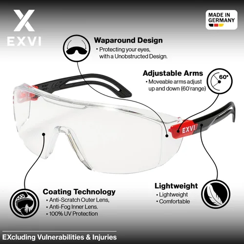 Miniatura 2 de Anteojos de seguridad SG100 ANSI Z87.1, antivaho y resistentes a los arañazos, protección UV400, ligeros, patillas ajustables, lentes