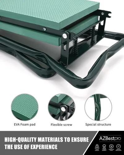 Miniatura 4 de AZBESTPRO Taburete de jardín y rodillera, banco de jardinería plegable con bolsa de herramientas, EVA y guantes de jardín, rodillero de jardín