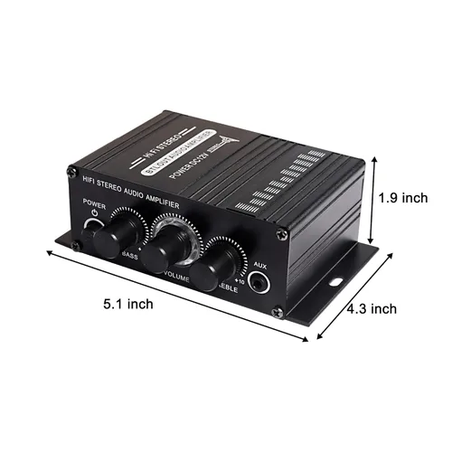Miniatura 2 de XMSJSIY Amplificador de audio estéreo de alta fidelidad de 12 V para coche de 2 canales HiFi Bass Subwoofer Amp para coches CD DVD reproductor MP3