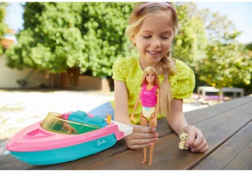Miniatura 3 de Muñeca Barbie y juego de barco con cachorro, chaleco salvavidas y accesorios, cabe a 3 muñecas y flota en el agua, regalo para niños de 3 a 7 años