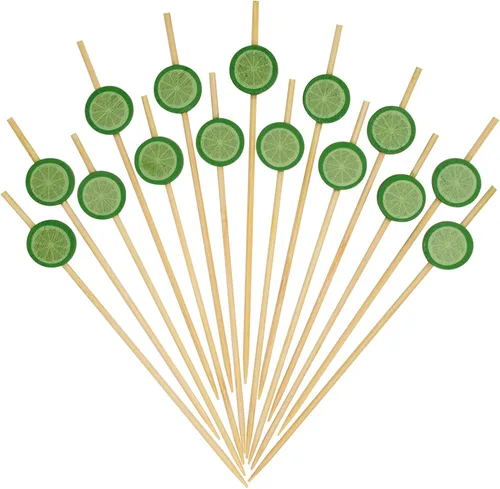 Miniatura 19 de Minisland Palillos de cóctel de hojas de piña de sandía mixtos, palillos de bambú de 4.7 pulgadas de largo para aperitivos, comida hawaiana