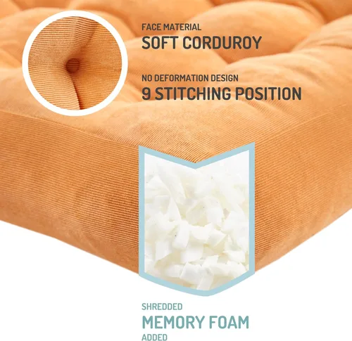 Miniatura 48 de Juego de 2 almohadas de suelo de meditación, almohadas cuadradas grandes para adultos, cojín de pana copetuda para sala de estar de tatami, gris, 22