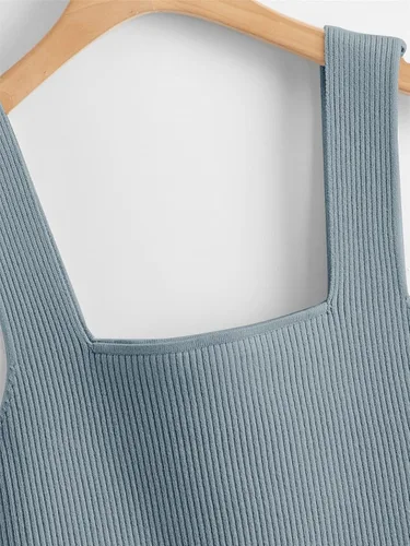 Miniatura 3 de Verdusa Camiseta corta sin mangas con cuello cuadrado para mujer