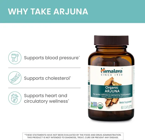 Miniatura 4 de Himalaya Organic Arjuna, suplemento de presión arterial para bienestar cardiovascular y salud cardíaca, 700 mg, 60 cápsulas, suministro de 2 meses