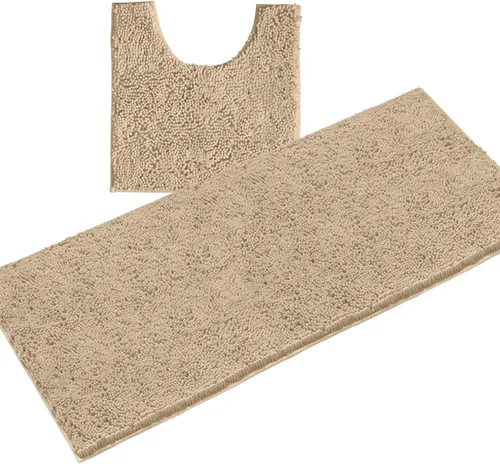 Miniatura 10 de LuxUrux Juego de 2 tapetes de baño de felpa extrasuave, material de microfibra de felpilla de 1 pulgada, color verde súper absorbente