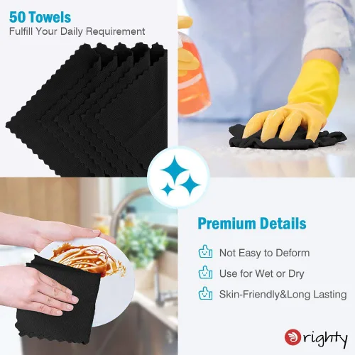 Miniatura 5 de Orighty Paño de limpieza de microfibra a granel, paquete de 50 toallas de tienda, trapos de limpieza reutilizables, toallas de microfibra sin pelusa