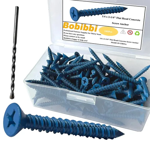 Miniatura 17 de Anclaje de tornillo de hormigón de cabeza hexagonal de 1/4 x 1-1/4 pulgadas, para anclar a mampostería, bloque o ladrillo (100 unidades)