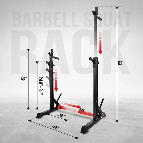 Miniatura 4 de Yes4All Soporte para sentadillas para gimnasio en casa, soporte ajustable para levantamiento de pesas, estación de barra de inmersión, soporte