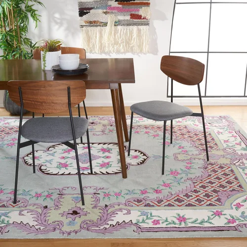 Miniatura 30 de SAFAVIEH Bellagio Collection - Alfombra decorativa de 2 x 3 pies, azul y rosa, hecha a mano de lana de medallón, ideal para zonas de alto tráfico