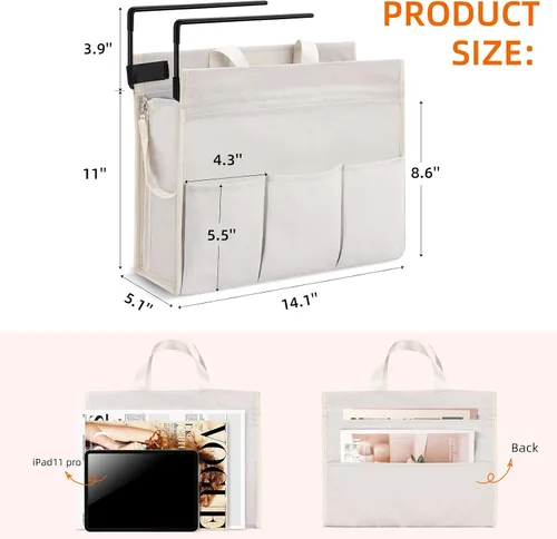 Miniatura 7 de MASTLU Bolsa de almacenamiento para colgar debajo del escritorio, organizador de escritorio, bolsa de almacenamiento lateral de oficina, compatible