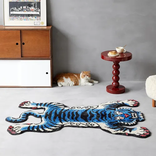 Miniatura 9 de Alfombra de área de tigre tibetano de 5 x 3.3 pies con mechones de pelo alto XLarge para interiores lavable a máquina con respaldo antideslizante
