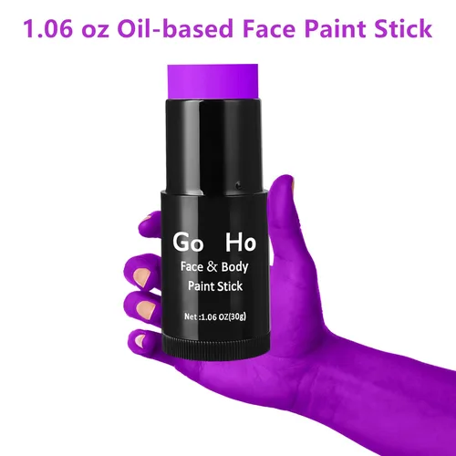 Miniatura 2 de Go Ho Barra de Pintura Facial Morada Mezclable en Crema, Pintura Corporal Morada de Cobertura Total para Adultos, Niños, Halloween, Cosplay, SFX