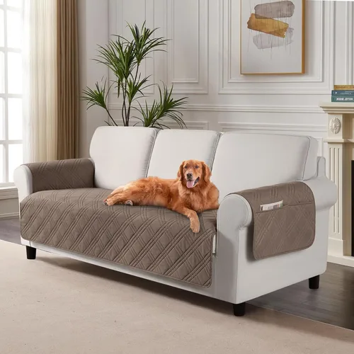 Miniatura 58 de TAOCOCO Fundas de sofá impermeables extragrandes para mascotas y perros con respaldo antideslizante, fundas para asientos de sofá con bolsillo