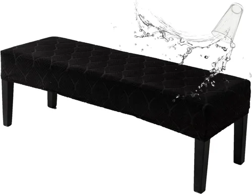 Miniatura 23 de Genina Fundas impermeables para banco de comedor, protector de asiento de banco de jacquard elástico, funda de banco rectangular para dormitorios