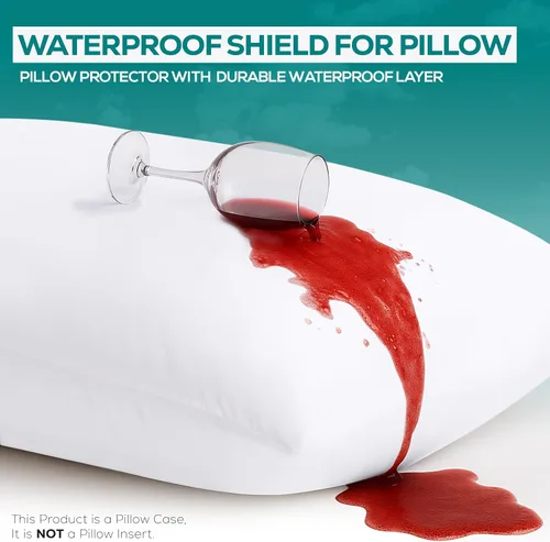 Miniatura 3 de Utopia Bedding - Fundas impermeables para almohadas (sin insertos de almohada) con cremallera europea (paquete de 2, blanco), fundas de almohada