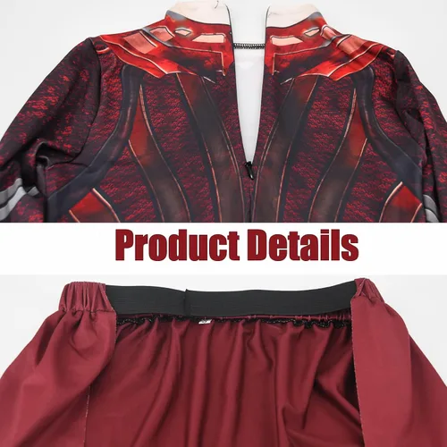 Miniatura 5 de Disfraz de bruja para niñas, overol rojo con tocado, disfraz de Halloween para niñas