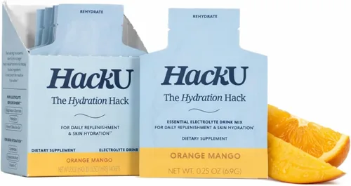 Miniatura 10 de HackU Hydration Hack - Paquetes de hidratación de electrolitos y piel – Mezcla de bebida sin azúcar, sin hinchazón con magnesio, ácido hialurónico