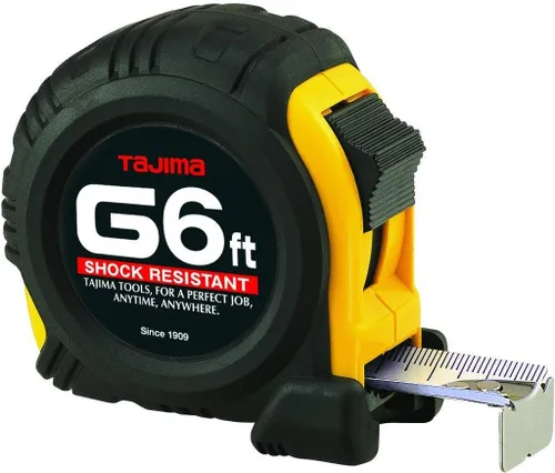 TAJIMA Cinta métrica - Cinta métrica de la serie G de 6 pies x 1/2 pulgada con estuche resistente a golpes y hoja revestida de acrílico - G-6BW
