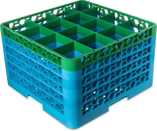Miniatura 90 de Carlisle FoodService Products RG9-214 OptiClean Estante de vidrio con 9 compartimentos con 2 extensores, 7.12 pulgadas, polipropileno, azul