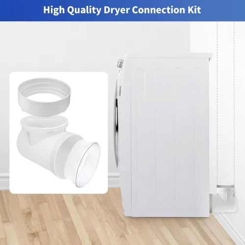 Miniatura 6 de Codo de ventilación de secadora de ropa de 90 grados Kit de conector de conducto de secadora más seguro para tubos de 4 pulgadas, kit de codo