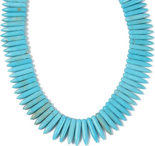 Miniatura 4 de JM Design Cuentas de punta de espiga turquesa howlita azul, tamaño 0.197x0.787 in, 15.5 '' hebra para la fabricación de joyas Color azul