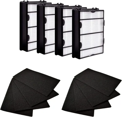 Nispira Filtro HEPA verdadero (4) + repuesto de prefiltro de carbono (8) compatible con el filtro de purificador de aire Holmes HAPF600 HAPF600D