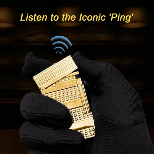 Miniatura 2 de Brass Ligne 2 Style Lighter - Sonido icónico de "Ping", llama suave ajustable, encendedor clásico para hombres que aprecian la artesanía (dorado)