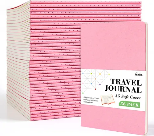 Miniatura 22 de Feela - Paquete de 36 cuadernos de tapa blanda en blanco, a rayas, para viajes, para mujeres y hombres, cuadernos para escribir, cuadernos rayados
