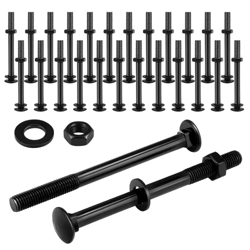 Miniatura 22 de Zonon Juego de 12 pernos de carro de 1/2 x 4 pulgadas, negro galvanizado, incluye arandelas resistentes a la corrosión y tuercas para accesorios
