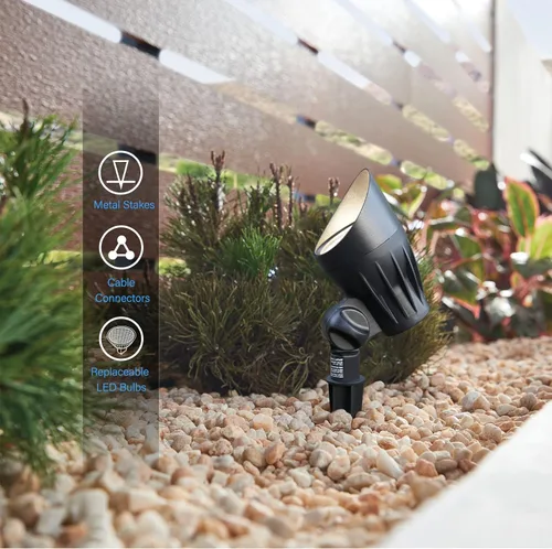 Miniatura 3 de GOODSMANN Focos de paisaje de bajo voltaje 5W LED Reflectores al aire libre 2700K blanco cálido LED reemplazable Iluminación exterior cableado