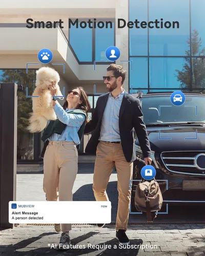Miniatura 4 de MUBVIEW Cámaras de seguridad negras de 360° inalámbricas para exteriores, cámara exterior con cable 24/7 para seguridad del hogar, seguimiento