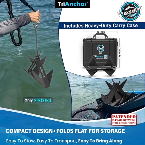 Miniatura 4 de WAVESRX TriAnchor - Stainless Steel Folding PWC & Boat Anchor Sets Instantly for Effortless Boat & Jet Ski Anchoring Compact Patent-Pending