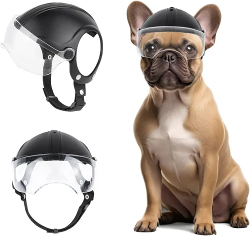 Miniatura 10 de Gafas para perros pequeños con casco, 2 lentes de sol para perros y casco de motocicleta para mascotas para razas pequeñas y medianas al aire libre