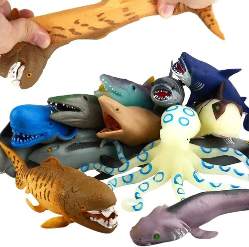 ValeforToy - Juego de juguetes de baño de goma de 8 pulgadas (8 unidades al azar), material súper elástico TPR, algunos tipos pueden cambiar de