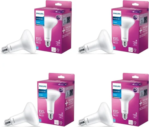 Miniatura 12 de PHILIPS LED Paquete de 4 bombillas BR30 de 100 W, color blanco suave (2700 K) 1400 lúmenes (15 W = 100 W) regulables esmeriladas sin parpadeo