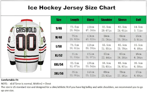 Miniatura 6 de AUMERN # 00 Jersey de hockey de la película de los hombres cosidos Jerseys de hockey sobre hielo Blanco Talla S-XXXL