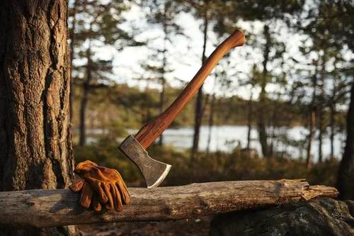 Miniatura 4 de 1844 Helko Werk Germany Hacha tradicional de carpintería de la Selva Negra, hecha en Alemania, Hacha Bushcraft forjada a mano y hacha forestal